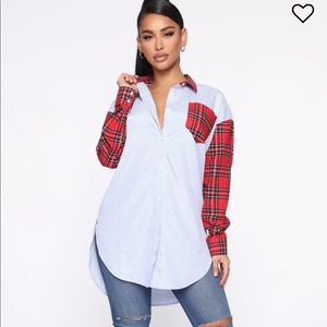 Mixed Pattern Button Down Top